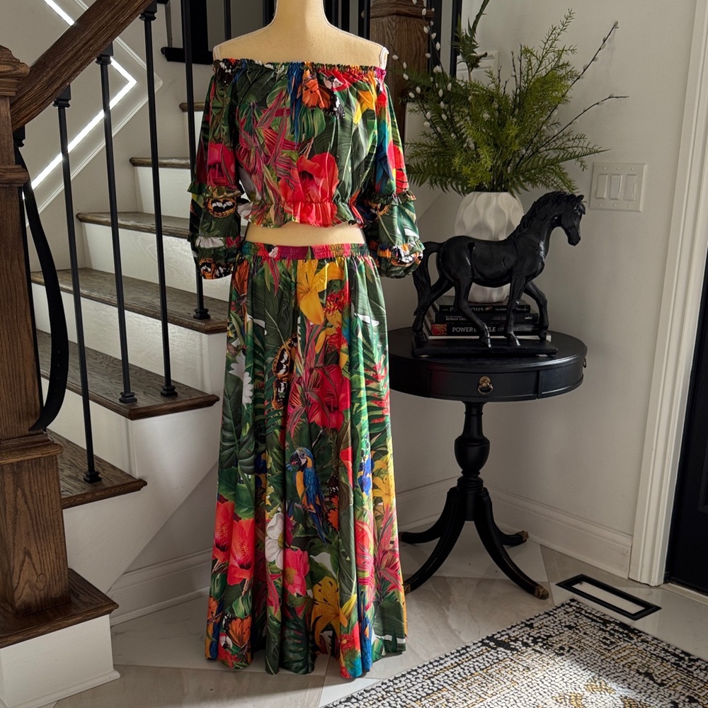 Rachel Zoe Multicolor Floral A-Line Skirt Set